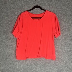 Tianello Short Sleeve Top Womens Size Large‎ Red Tencel